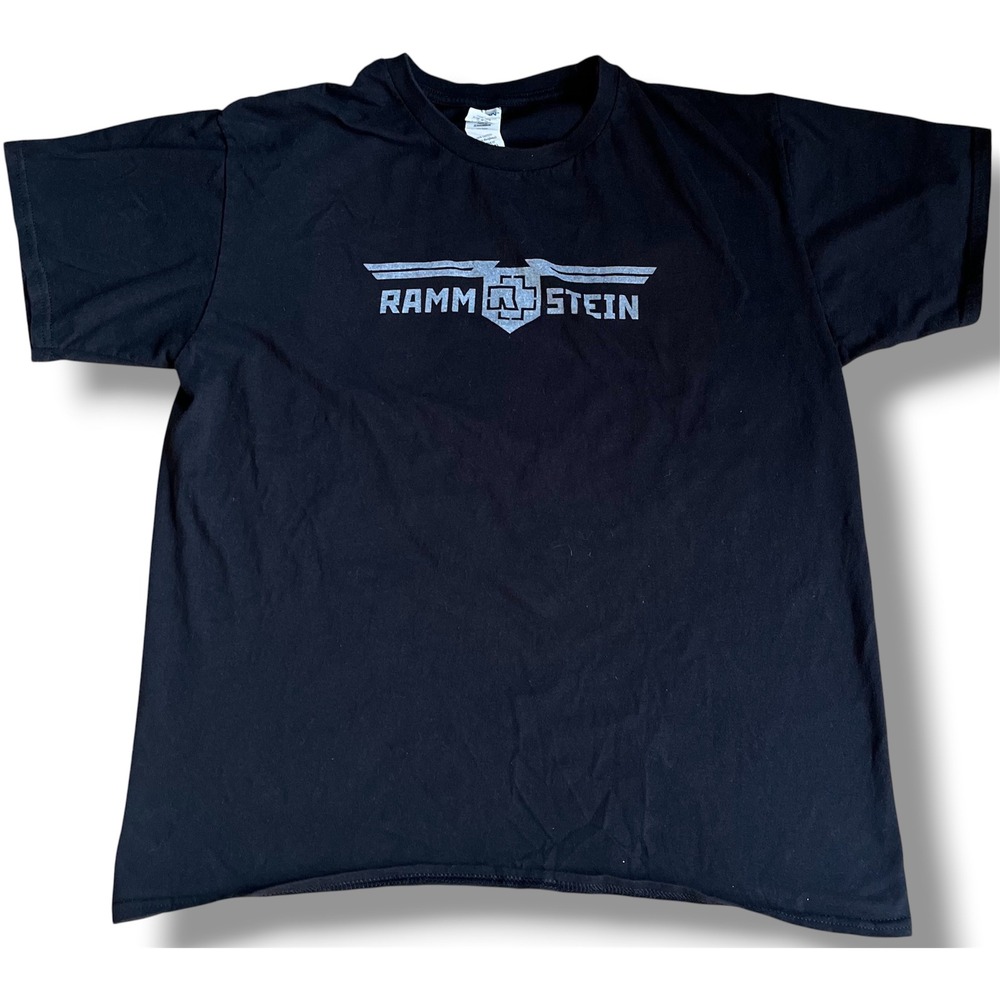 Rammstein Band T-Shirt Mens XL Black Eagle‎ Logo Metal Graphic Tee Double Sided